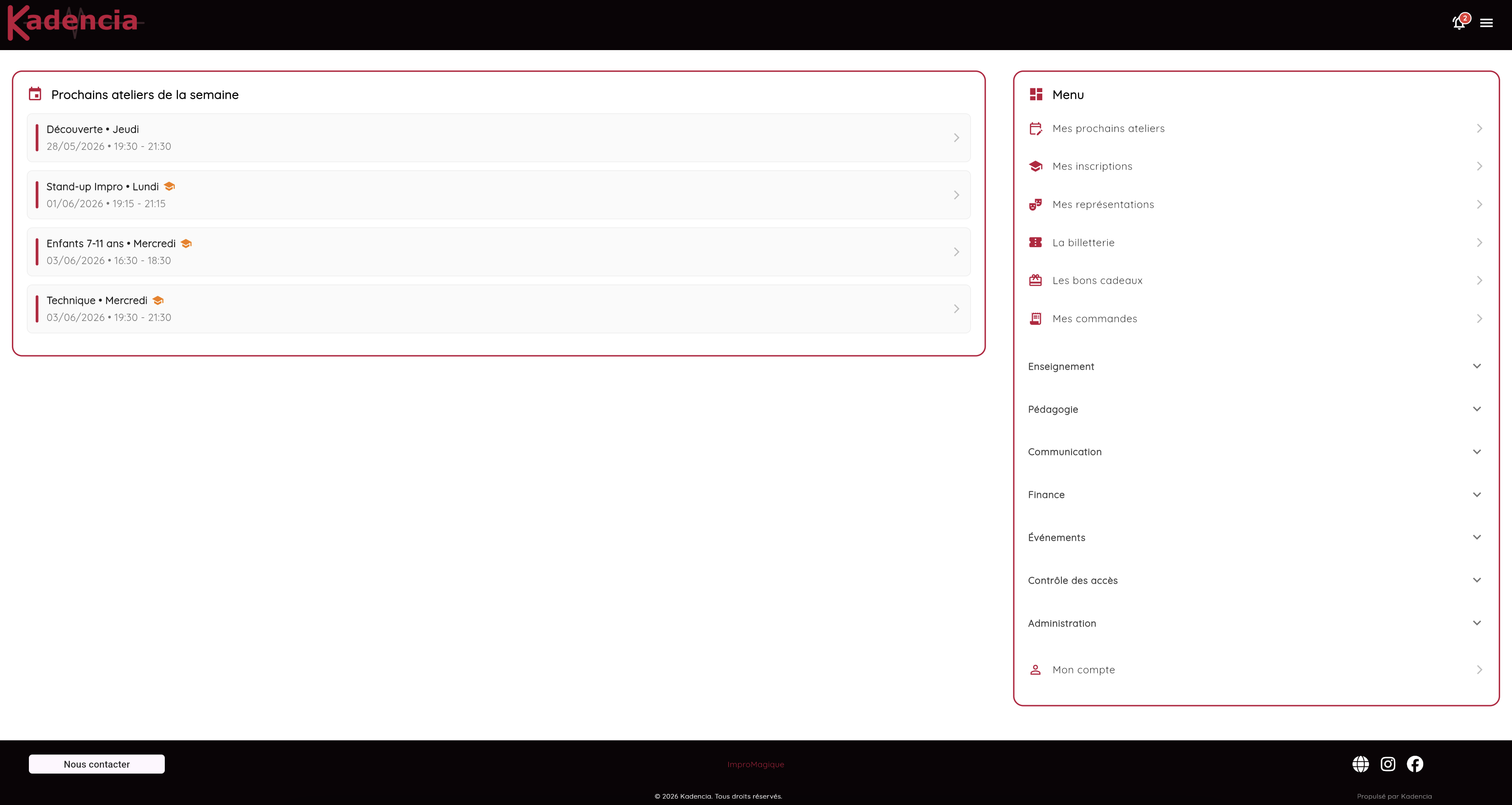 Kadencia - Logiciel de gestion pour écoles, clubs et associations